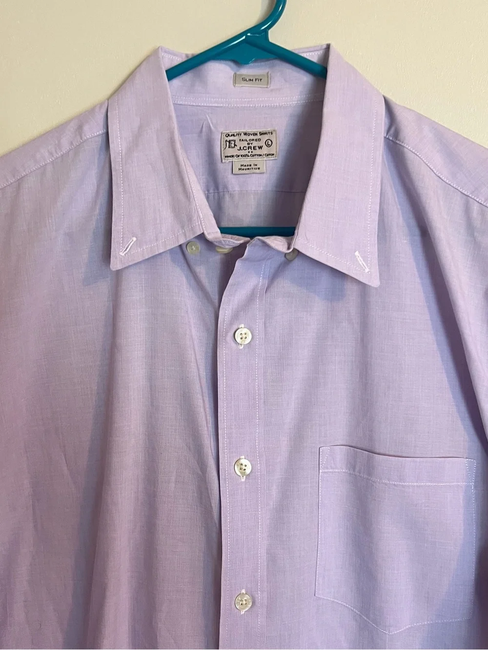 Vintage J. Crew Men's Light Lavender Button-Up Dress Shirt